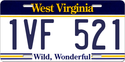 WV license plate 1VF521