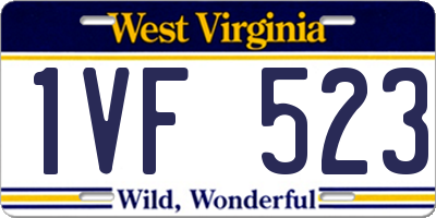 WV license plate 1VF523