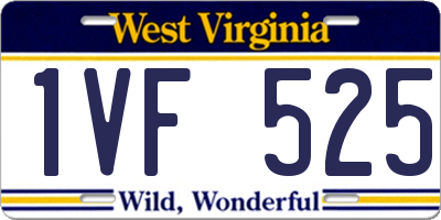 WV license plate 1VF525