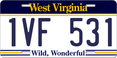 WV license plate 1VF531