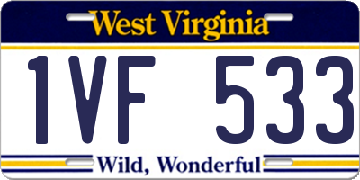 WV license plate 1VF533