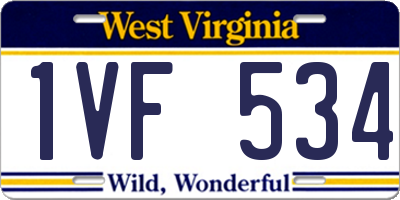 WV license plate 1VF534