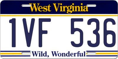 WV license plate 1VF536
