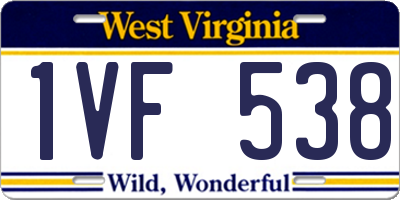 WV license plate 1VF538