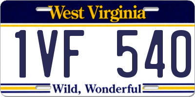 WV license plate 1VF540