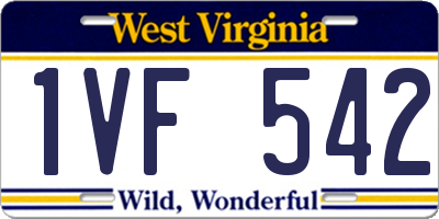WV license plate 1VF542
