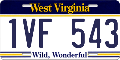 WV license plate 1VF543