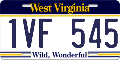 WV license plate 1VF545