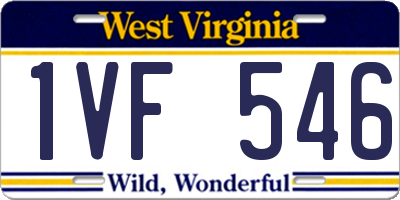 WV license plate 1VF546
