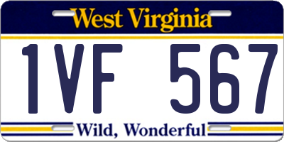 WV license plate 1VF567