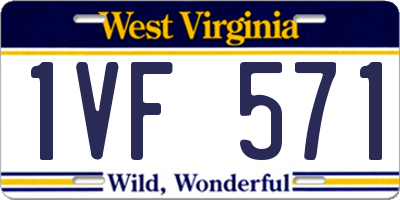 WV license plate 1VF571