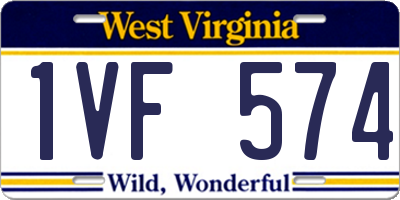 WV license plate 1VF574