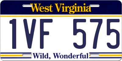 WV license plate 1VF575