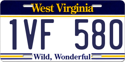 WV license plate 1VF580