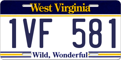 WV license plate 1VF581