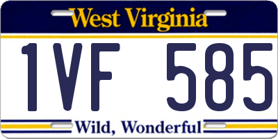 WV license plate 1VF585