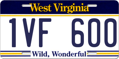 WV license plate 1VF600