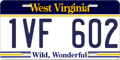 WV license plate 1VF602