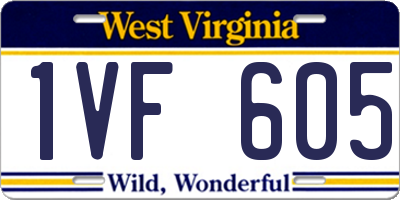 WV license plate 1VF605