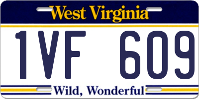 WV license plate 1VF609