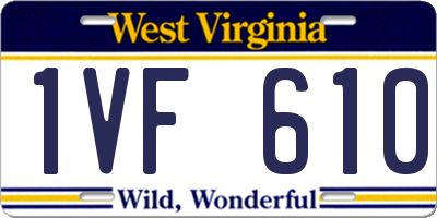 WV license plate 1VF610