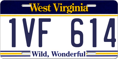 WV license plate 1VF614