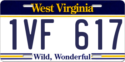 WV license plate 1VF617