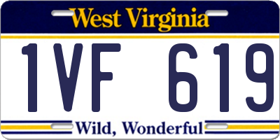 WV license plate 1VF619
