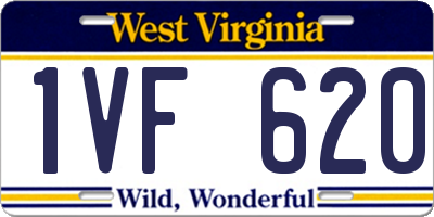 WV license plate 1VF620