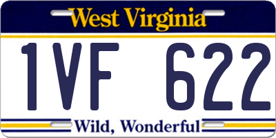 WV license plate 1VF622