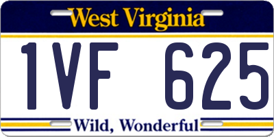 WV license plate 1VF625