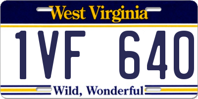 WV license plate 1VF640