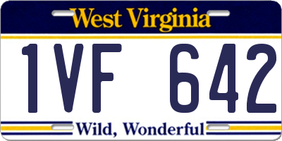 WV license plate 1VF642