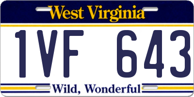 WV license plate 1VF643