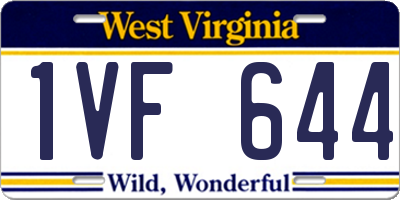 WV license plate 1VF644