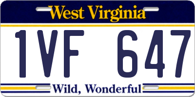 WV license plate 1VF647
