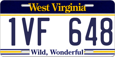 WV license plate 1VF648