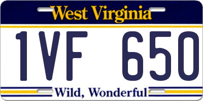 WV license plate 1VF650
