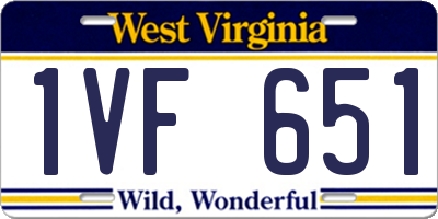 WV license plate 1VF651
