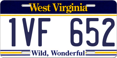 WV license plate 1VF652