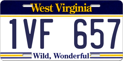 WV license plate 1VF657