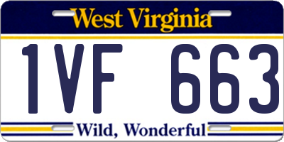 WV license plate 1VF663