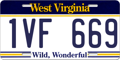 WV license plate 1VF669