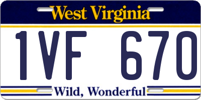 WV license plate 1VF670