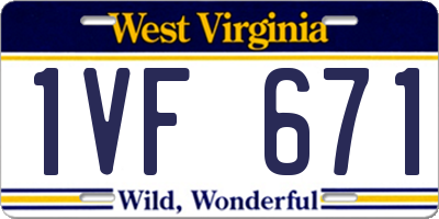 WV license plate 1VF671