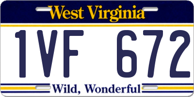 WV license plate 1VF672