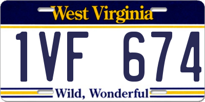 WV license plate 1VF674