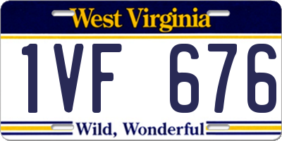 WV license plate 1VF676