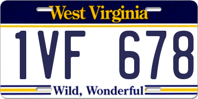 WV license plate 1VF678
