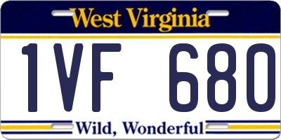 WV license plate 1VF680